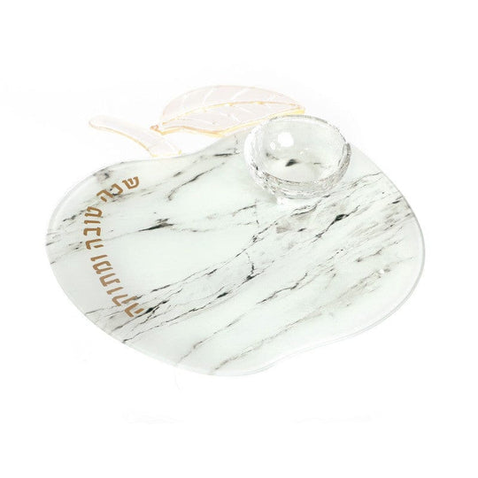 Marbled White Apple Tray and Honey Dish