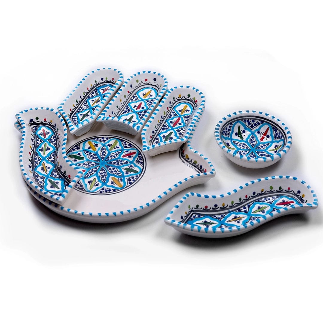 Kamsah Serving Pieces Bohemian Turquoise Hamsa Dipping and Serving Set