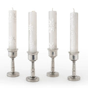 Thumbprint Artifacts - Hand - Painted White - on - White Floral Shabbat Candles - Pack of 4 - ModernTribe