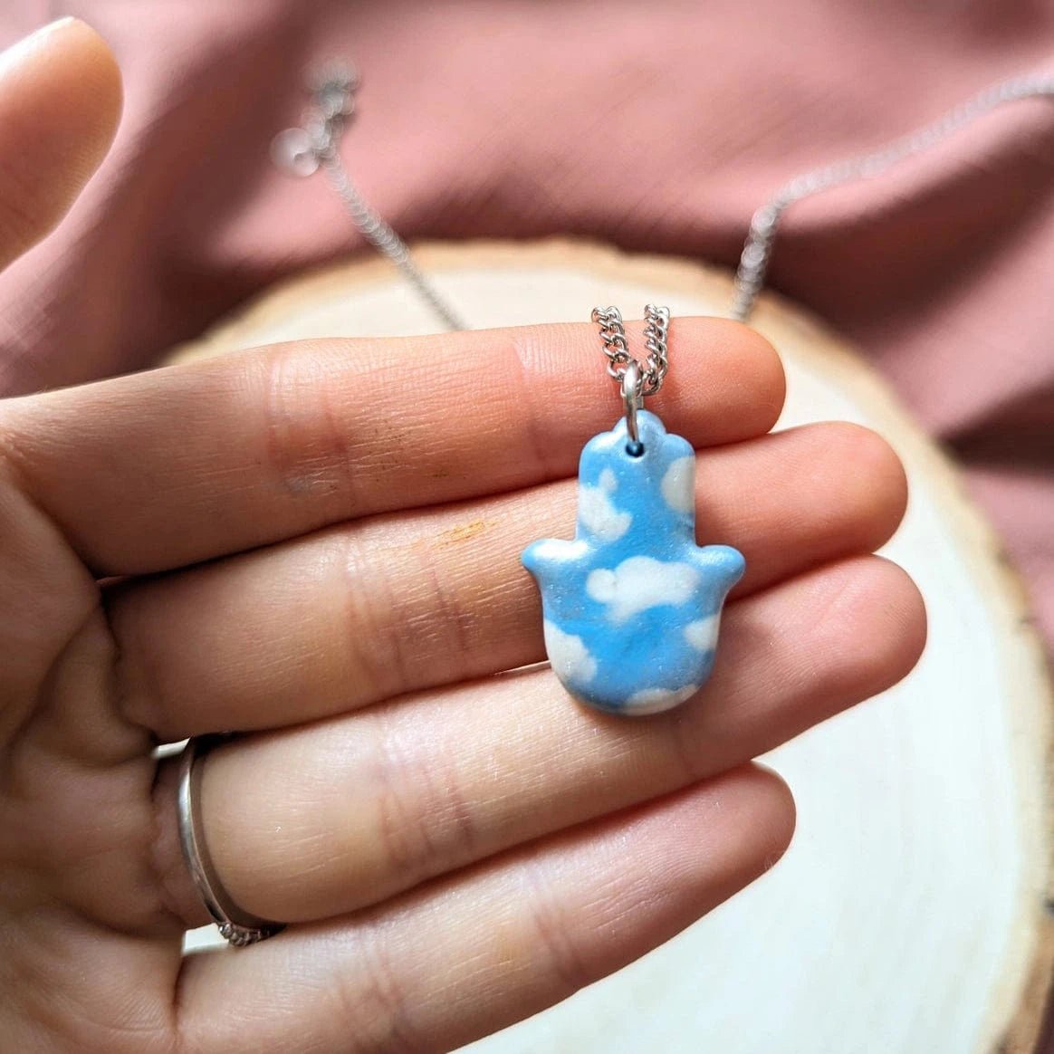 Edie's Art Shop - Shamayim Sky Protection Hamsa Necklace - ModernTribe