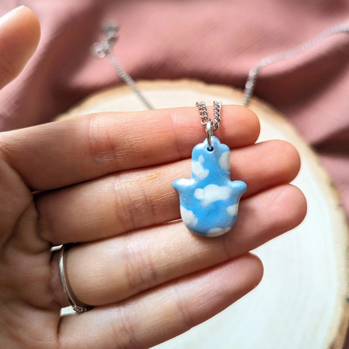 Edie's Art Shop Necklaces Shamayim Sky Protection Hamsa Necklace