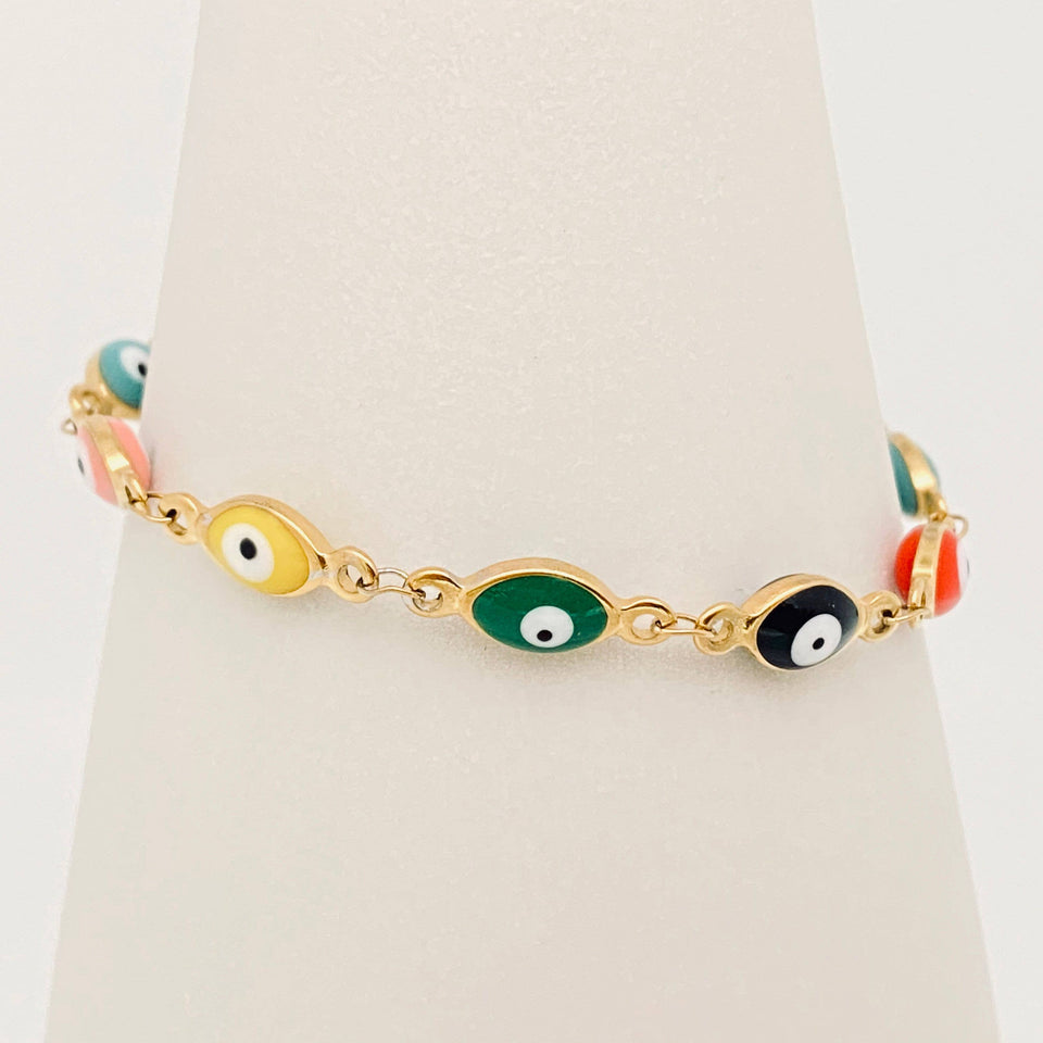 Mio Queena - Oval Evil Eye Bracelet - Rainbow - ModernTribe