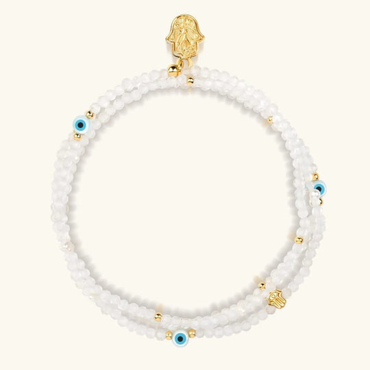 Balanced Spirit Clear Quartz Evil Eye Bracelet