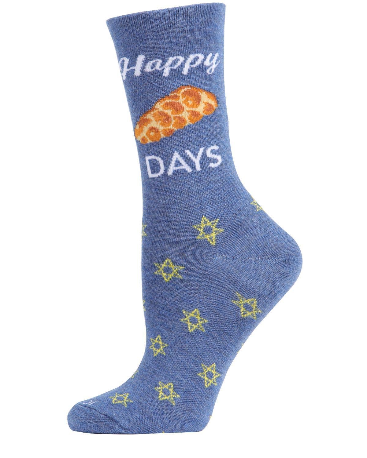 MeMoi - Happy Challah Days Adults Crew Socks - ModernTribe