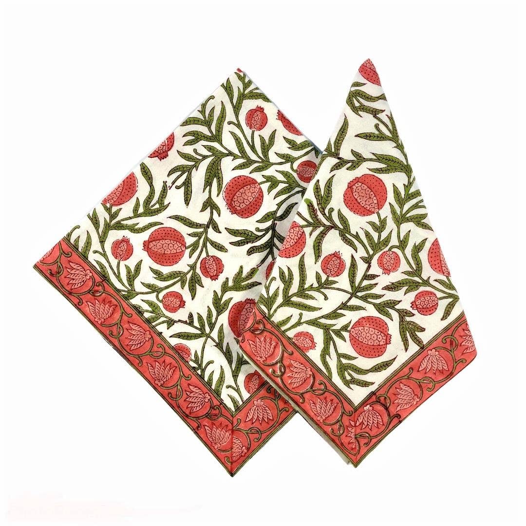 Pacific & Rose Textiles - Warm Red Pomegranate Cotton Napkins - Set of 4 - ModernTribe