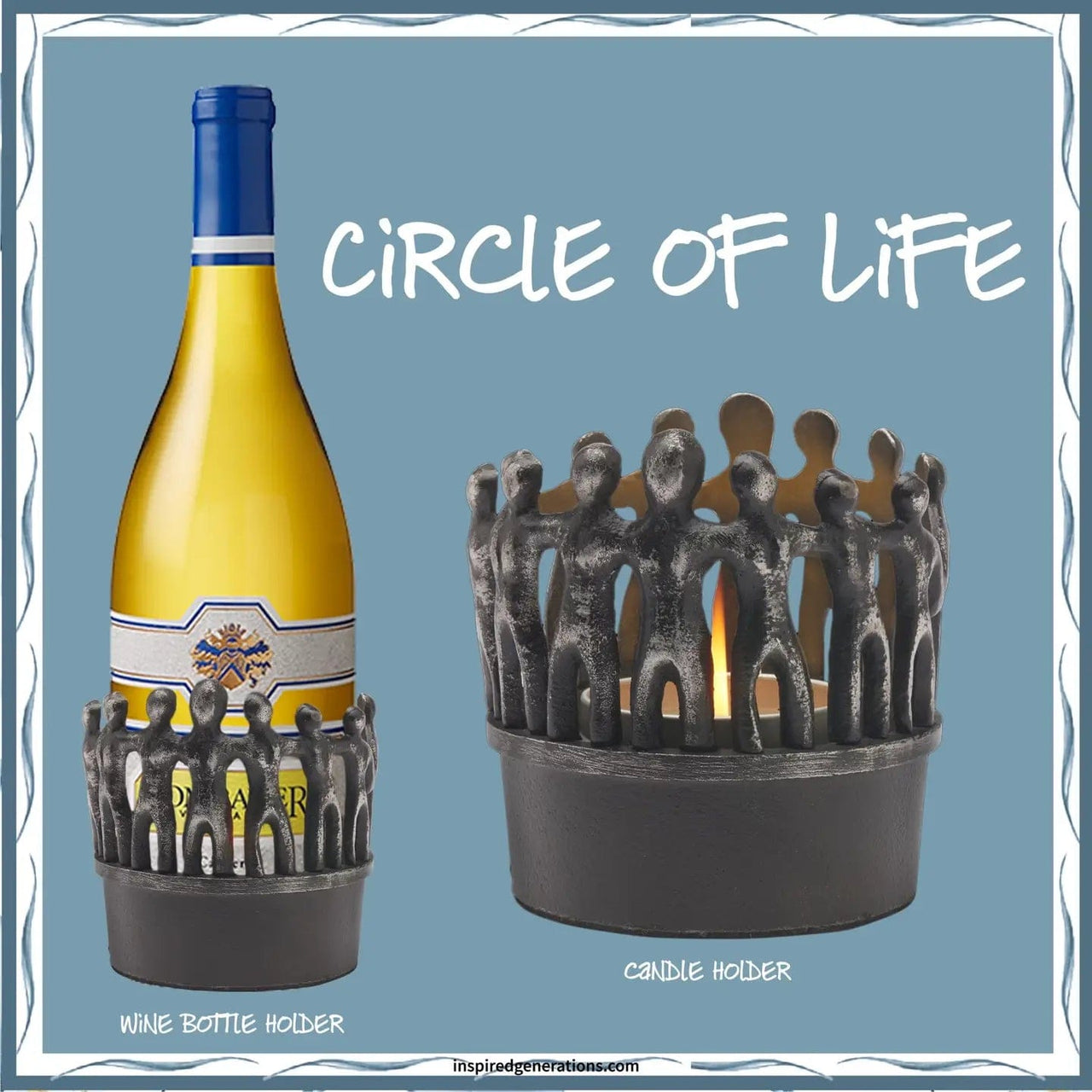 Inspired Generations - Circle of Life - Wine Bottle and Yahrzeit Candle Holder - ModernTribe