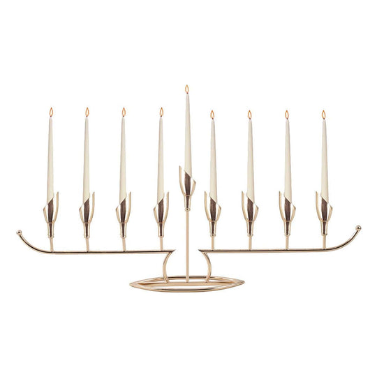 Golden Arc Menorah on Stand