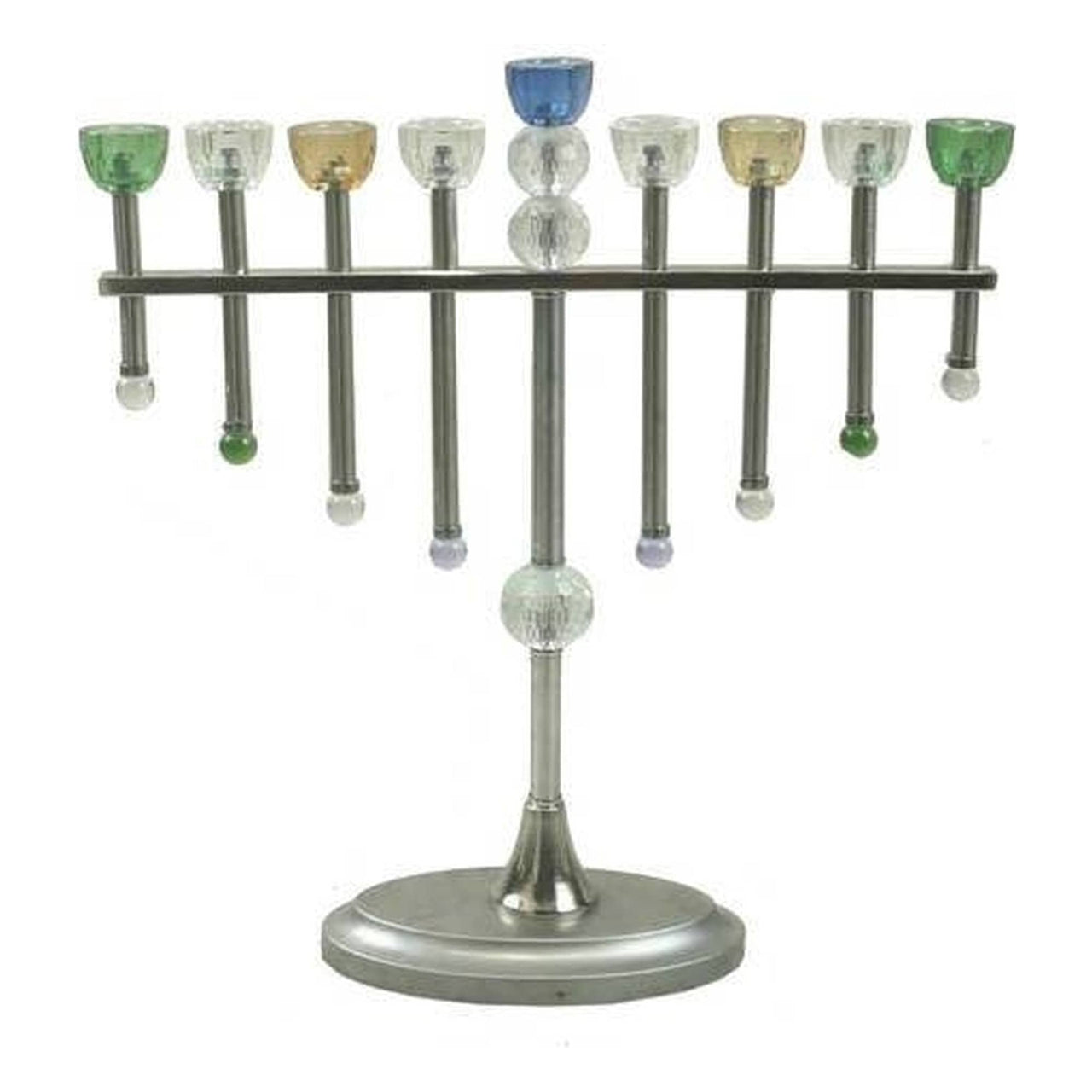 Silver Menorah with Colored Glass Cups