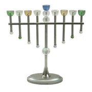 Silver Menorah with Colored Glass Cups