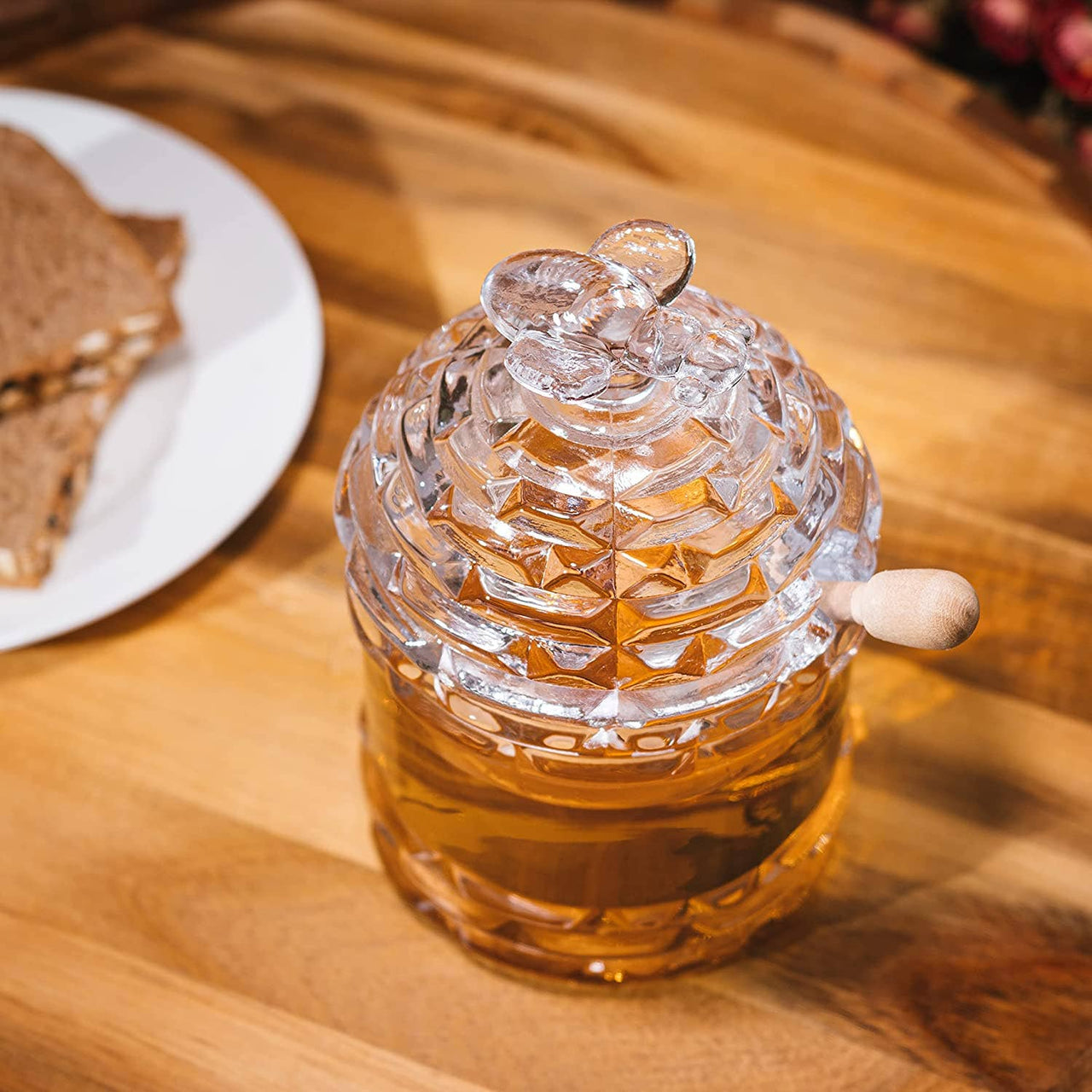 The Wine Savant / Khen Glassware - Glass Beehive Honey Jar and Wooden Dipper - ModernTribe
