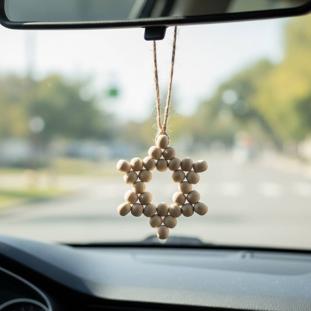 Handmade By Uruba - Handmade Wooden Bead Star of David Ornament - ModernTribe