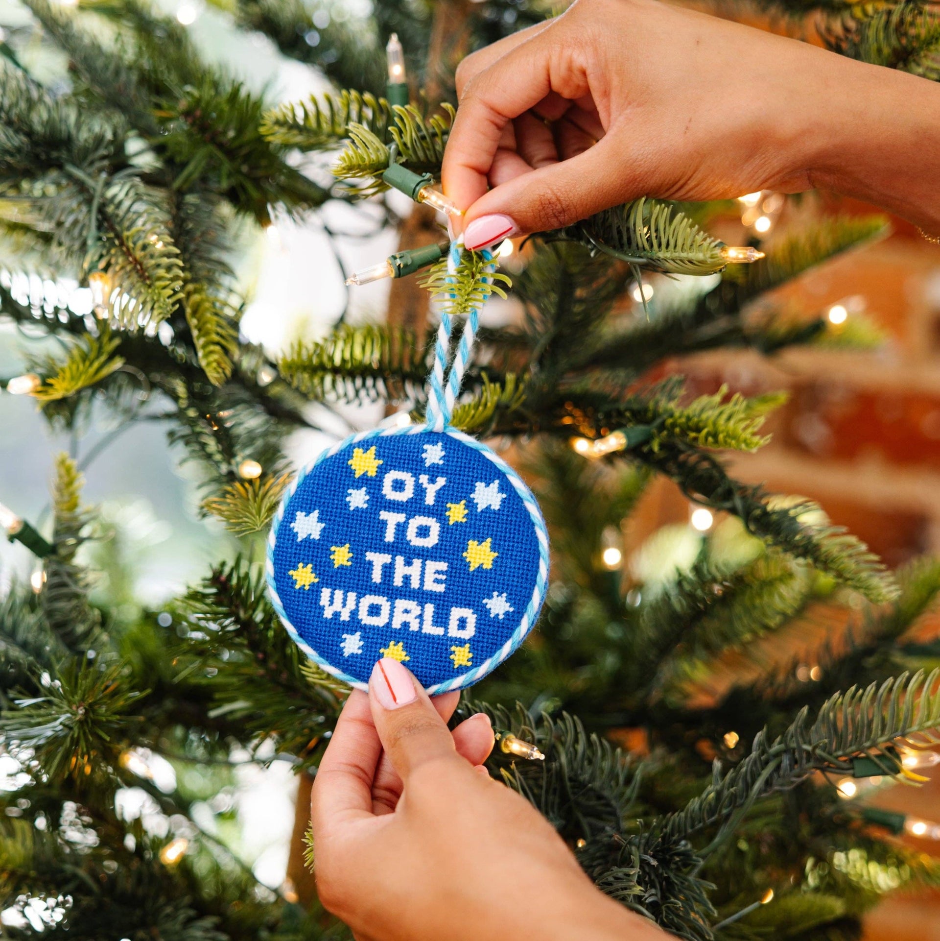 Furbish Studio Ornaments Oy To The World Needlepoint Ornament