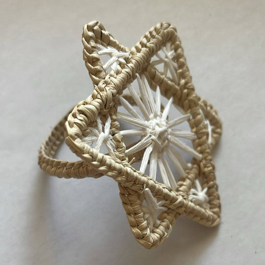 Handwoven Star of David Napkin Ring - Cream