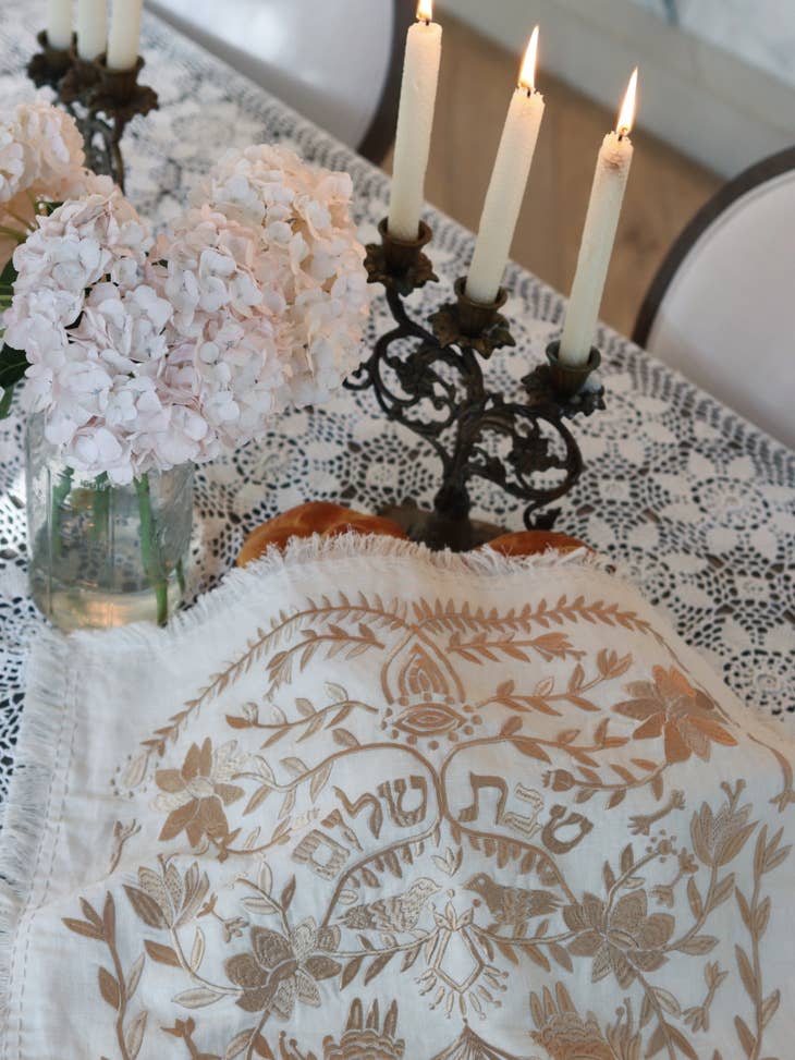 EMUNAH - Handmade Linen Challah Cover - Gold - ModernTribe