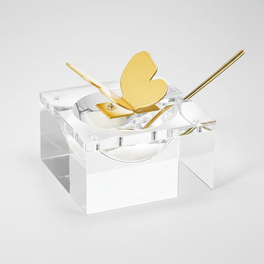 Butterfly Honey Dish with Gold Spoon