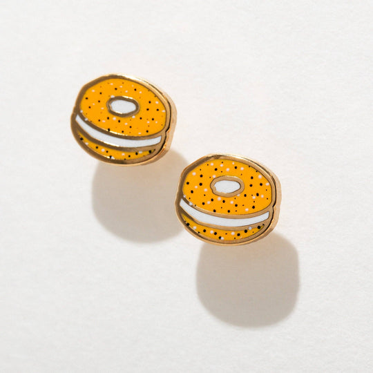 18k Gold-Plated Bagel Enamel Stud Earrings