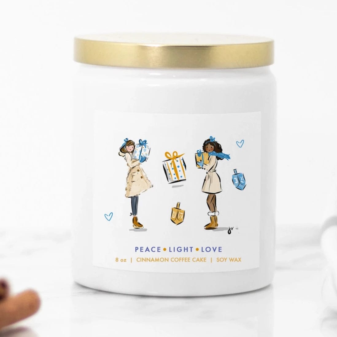 Jennifer Vallez Candles Peace, Love, Light Hanukkah Candle