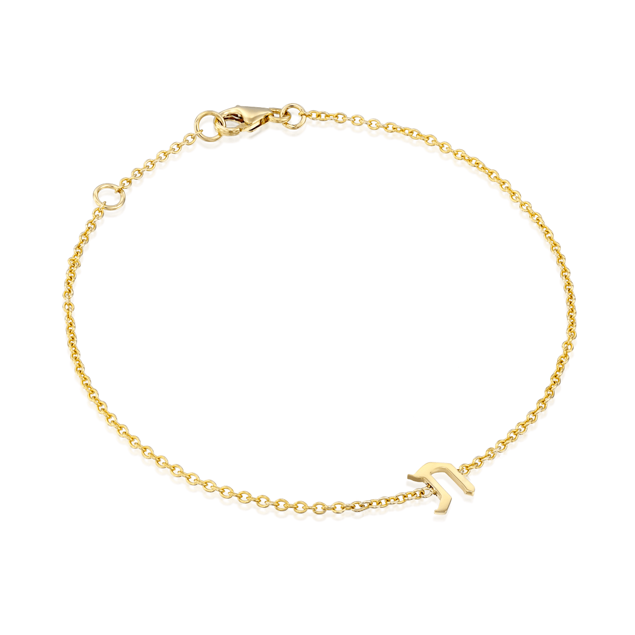 HOTCROWN - Personalized Hebrew Initial Bracelet - 14k Yellow, Rose or White Gold - ModernTribe