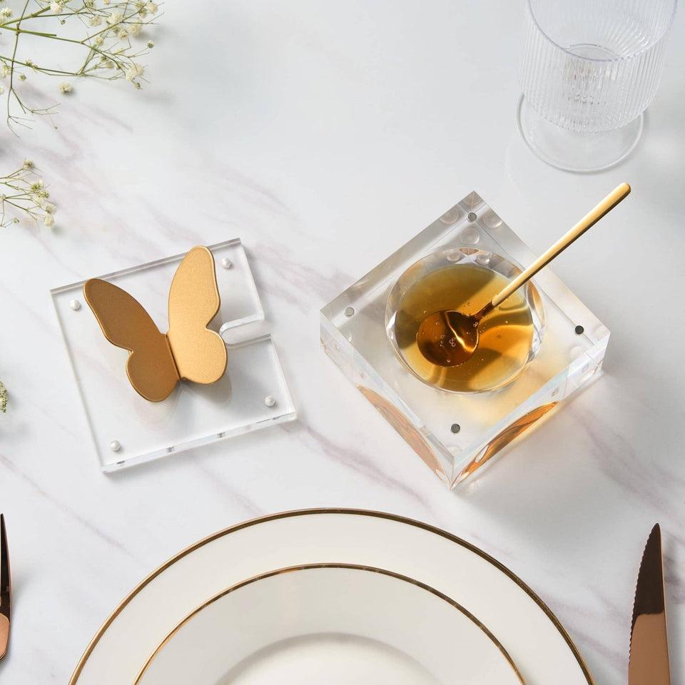 The Wine Savant / Khen Glassware - Butterfly Honey Dish with Gold Spoon - ModernTribe