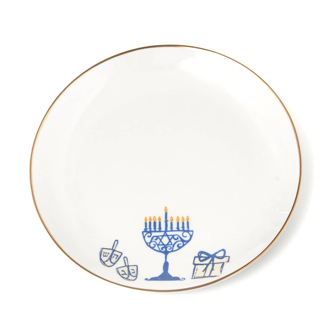 Godinger Dining Plates Gold Rim Hanukkah Appetizer Plates - Set of 4