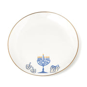 Godinger Dining Plates Gold Rim Hanukkah Appetizer Plates - Set of 4