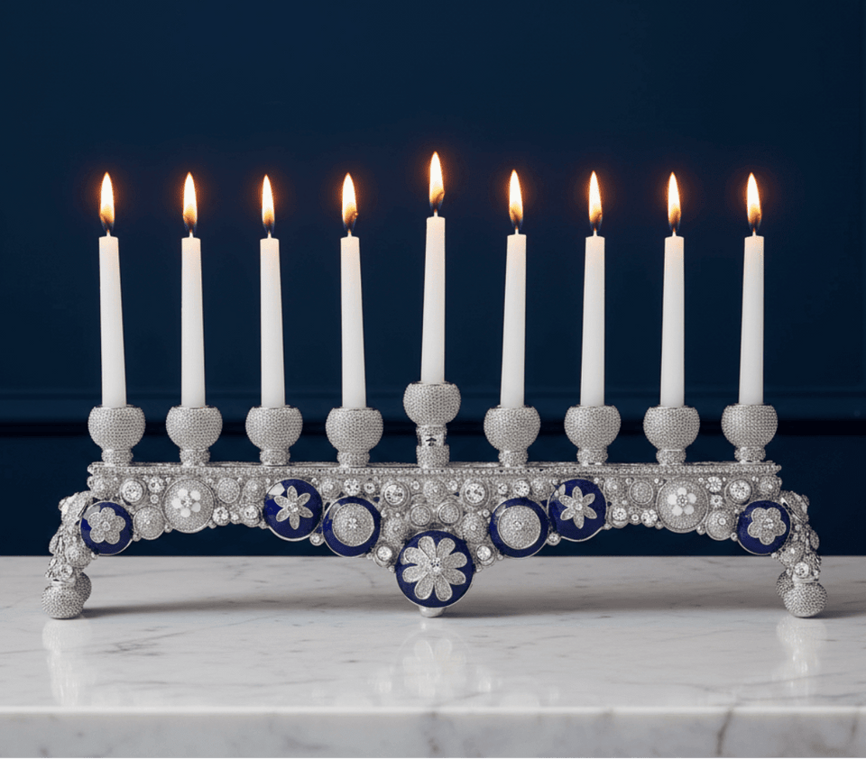 Olivia Riegel - Blue and White Charisma Menorah by Olivia Riegel - ModernTribe