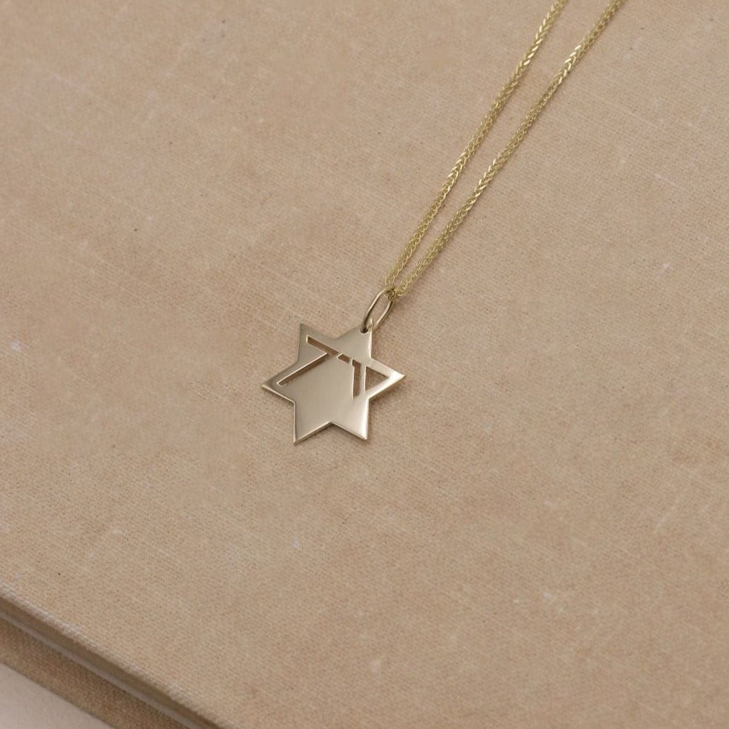HOTCROWN - Heroism Star of David Solid Necklace - 14k Yellow, Rose or White Gold - ModernTribe