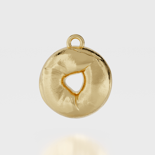 Bagel Charm Necklace - 14k Gold, Gold Vermeil or Sterling Silver