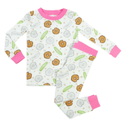 Piccoliny Pajamas Pickle Bagel Pink Two Piece Pajamas Set, Kids Unisex Sizes 2T - 8