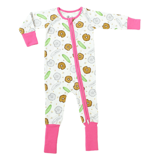 Pickle Bagel Pink Zip Up Pajamas - (Kids Unisex Sizes 3M - 24M)