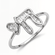Izakov Fine Jewelry Rings Hebrew Chai Baguette Diamond Ring - 14k Yellow, White or Rose Gold