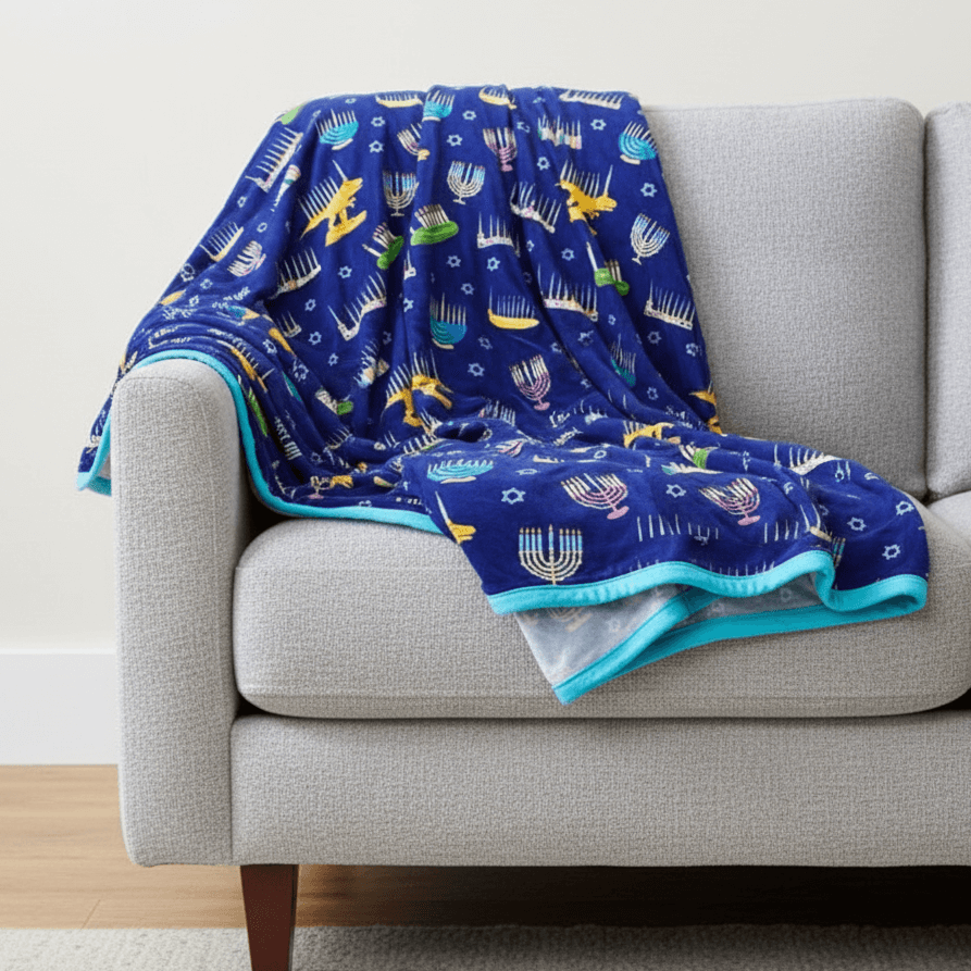 Amy Kritzer Becker - Hanukkah Many Menorahs Bamboo Blanket - ModernTribe