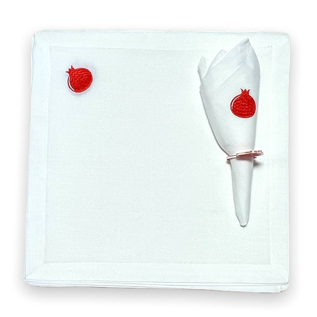 Broderies De France - White Linen Pomegranate Napkins, Set of 6 - ModernTribe