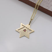 HOTCROWN - Heroism Star of David Necklace with a Ruby - 14k Yellow, Rose or White Gold - ModernTribe
