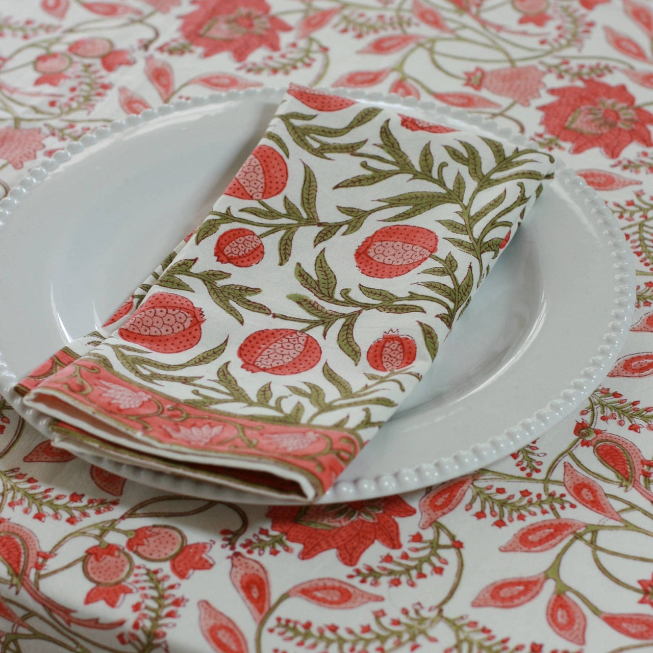 Pacific & Rose Textiles - Warm Red Pomegranate Cotton Napkins - Set of 4 - ModernTribe