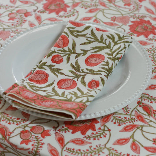 Warm Red Pomegranate Cotton Napkins - Set of 4