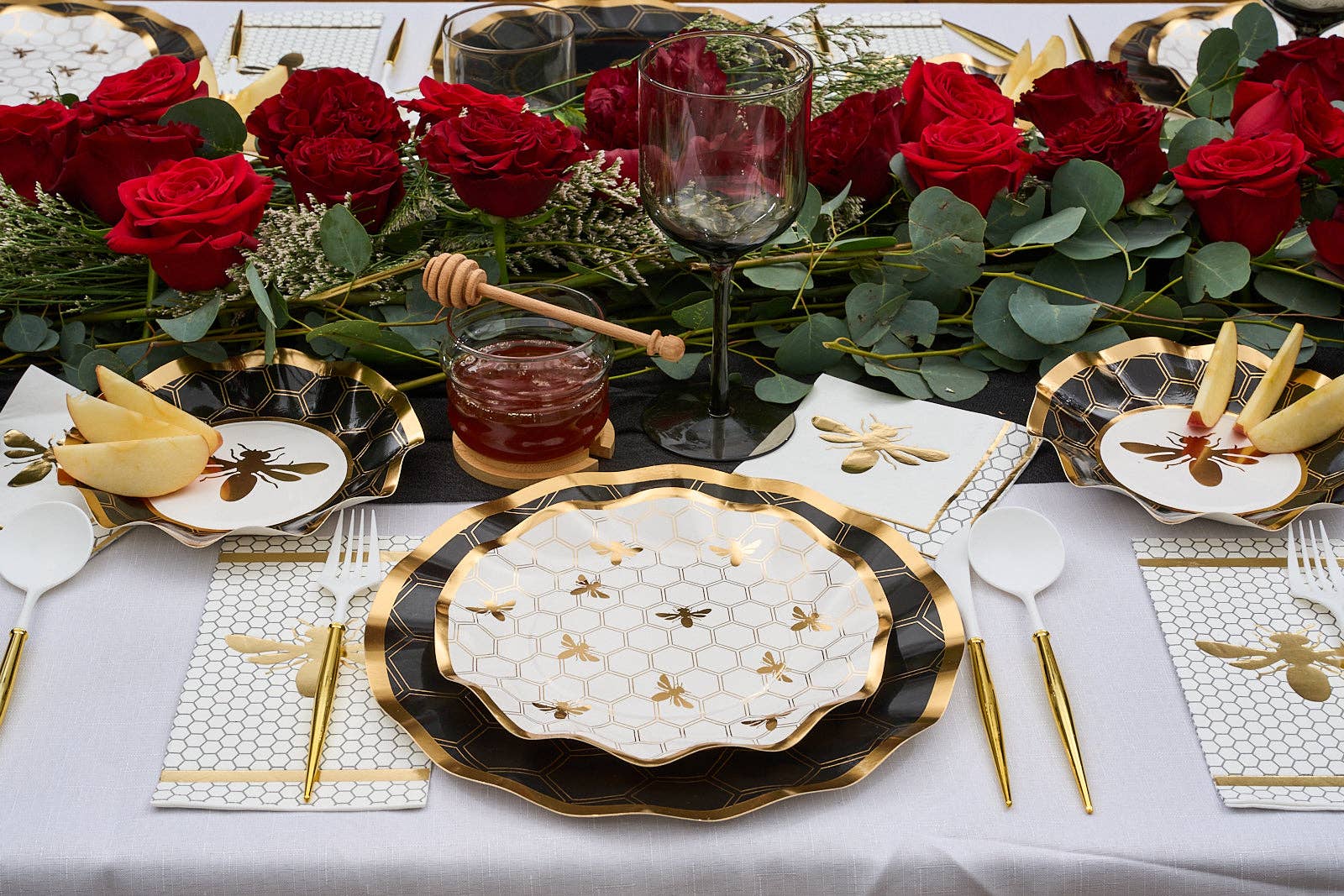 Sophistiplate Dining Plates Honeybee Wavy Paper Appetizer and Dessert Bowls - Set of 8