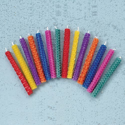 Multicolored Beeswax Hanukkah Candles