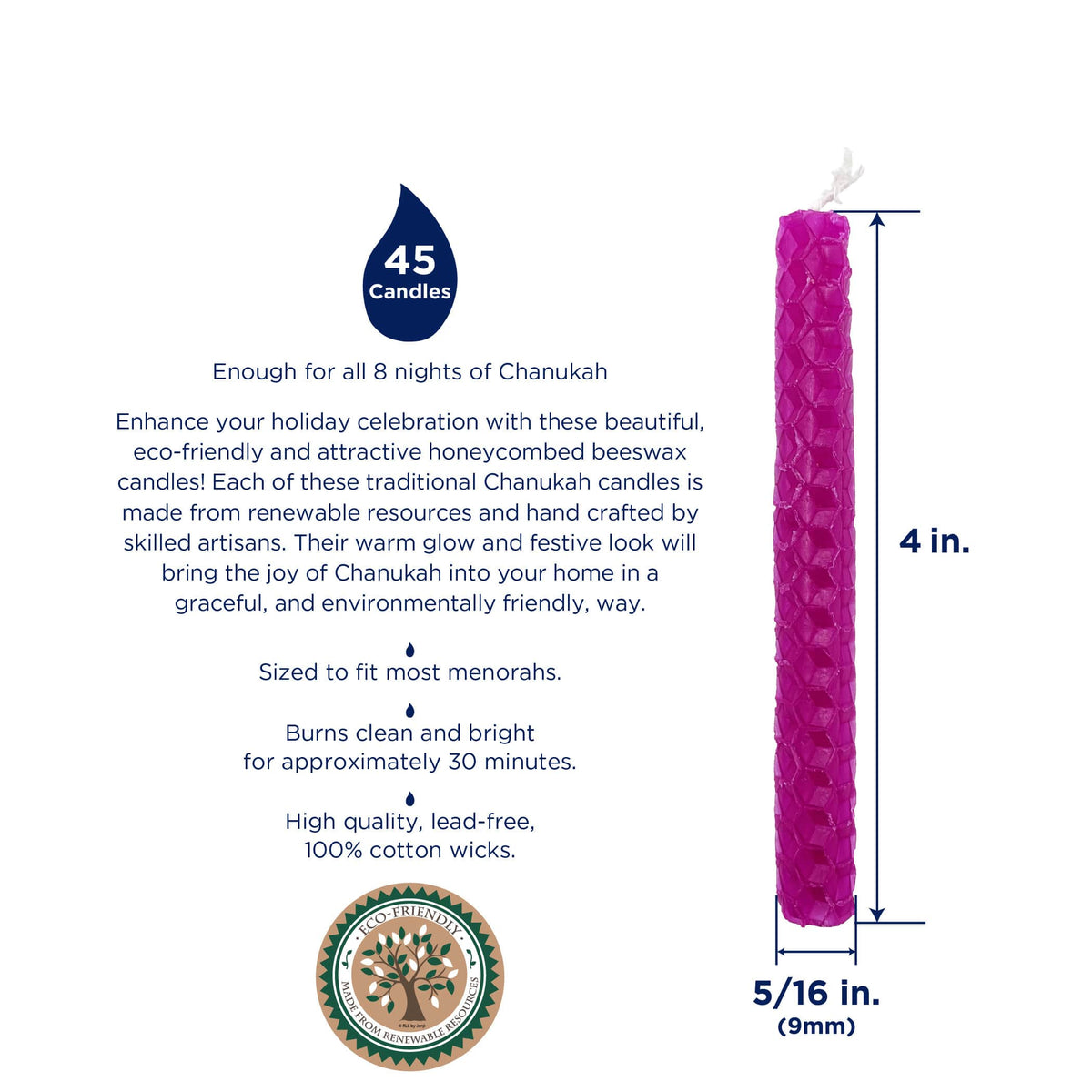 Rite Lite Hanukkah Candles Multicolored Beeswax Hanukkah Candles