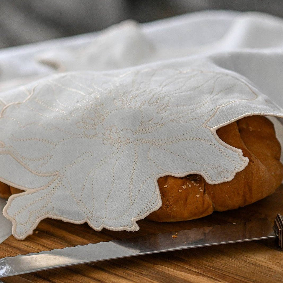 Allison Pearl Design - Ivory Flower Embroidered Challah Cover - ModernTribe