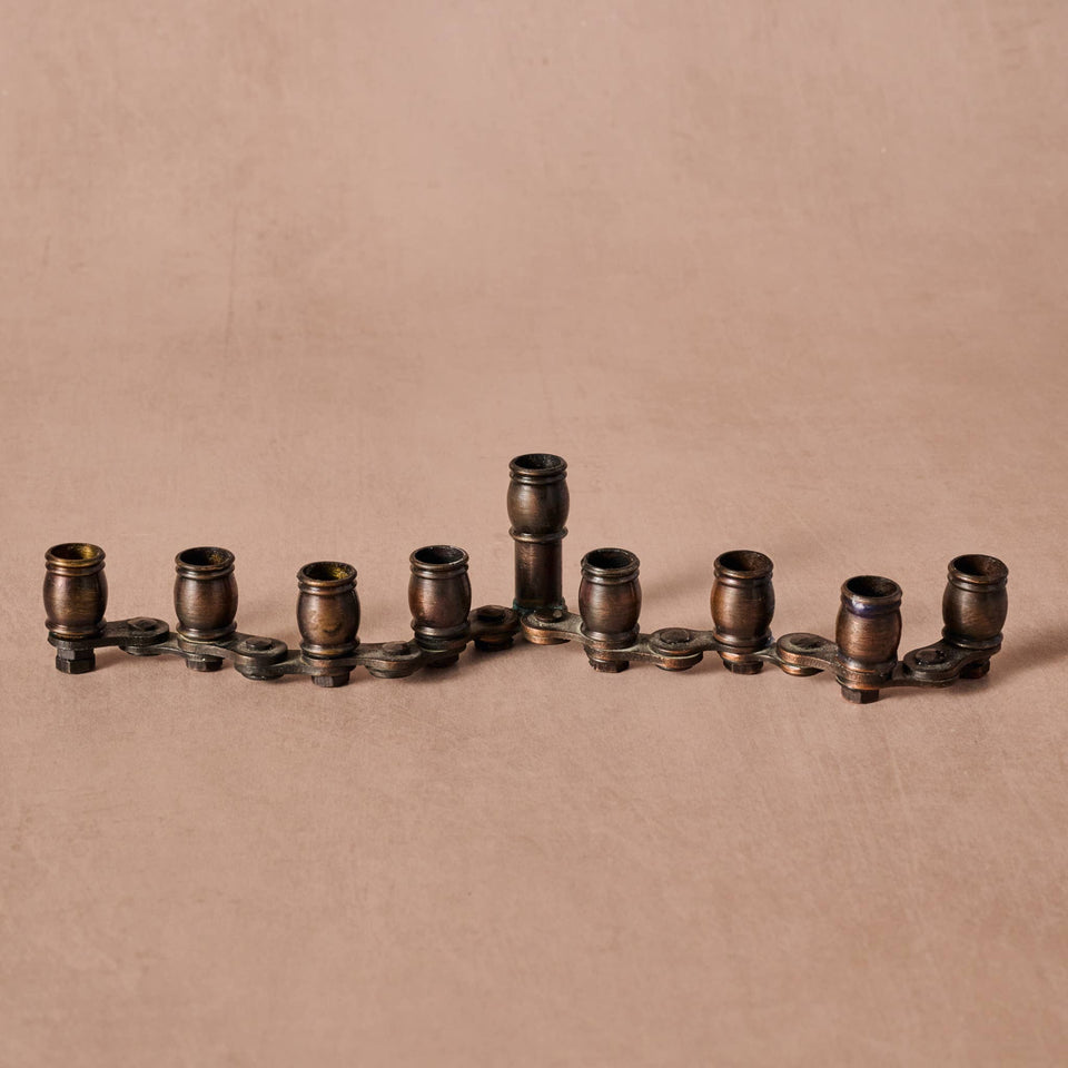 Recycled Bicycle Chain Menorah