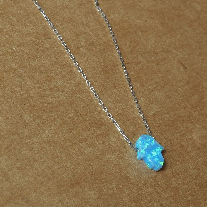 Alef Bet - Blue Opal Hamsa Necklace - ModernTribe