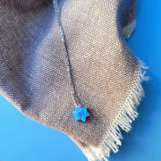 Alef Bet Necklaces Sterling Silver Opal Star of David Necklace - Blue