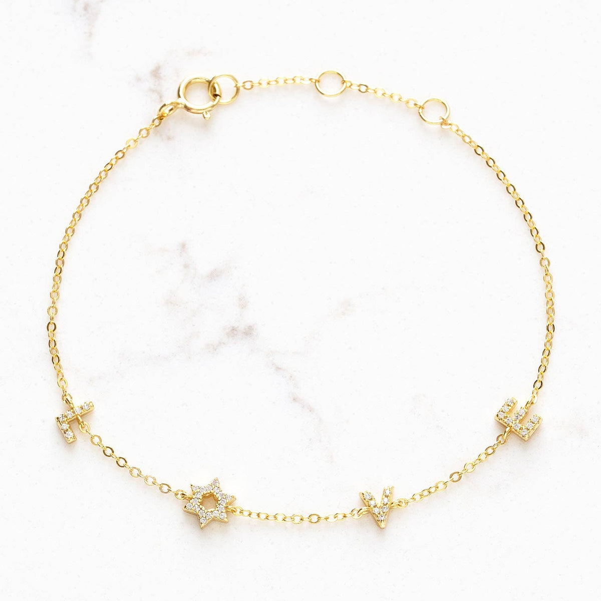 Love Star of David Bracelet with CZ Stones - Gold Vermeil