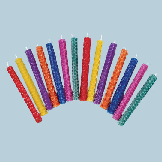 Multicolored Beeswax Hanukkah Candles