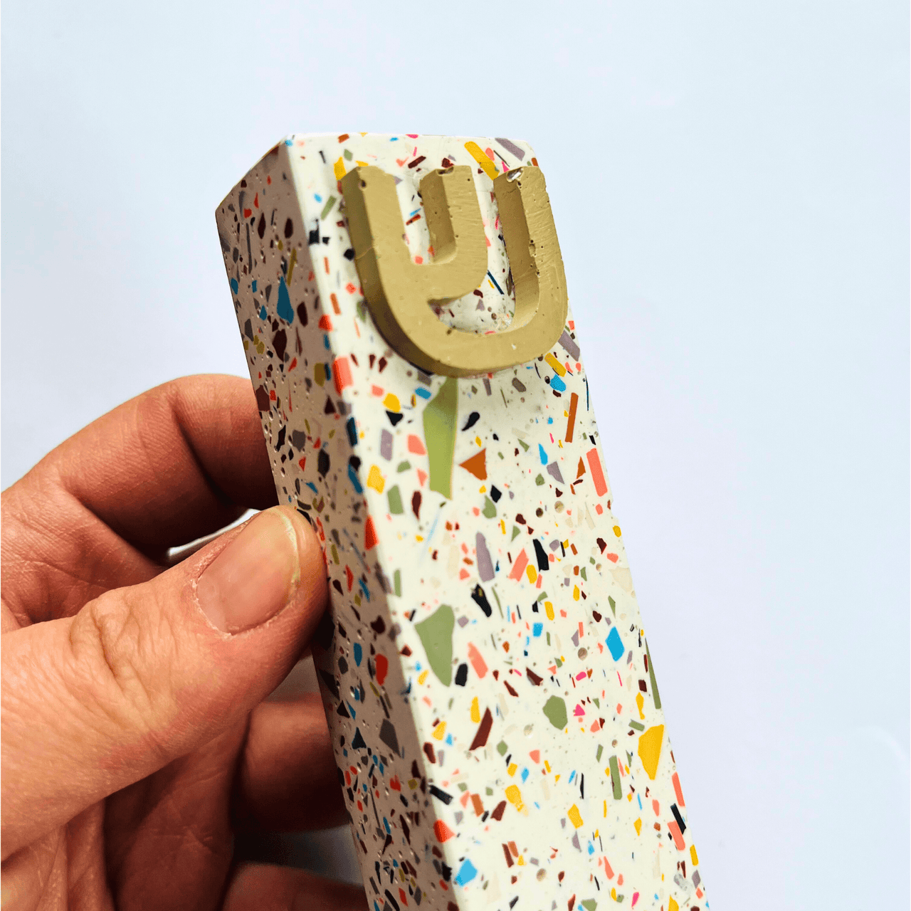 The Materials Design Co. - Confetti Cloud White Rainbow Terrazzo Mezuzah - ModernTribe
