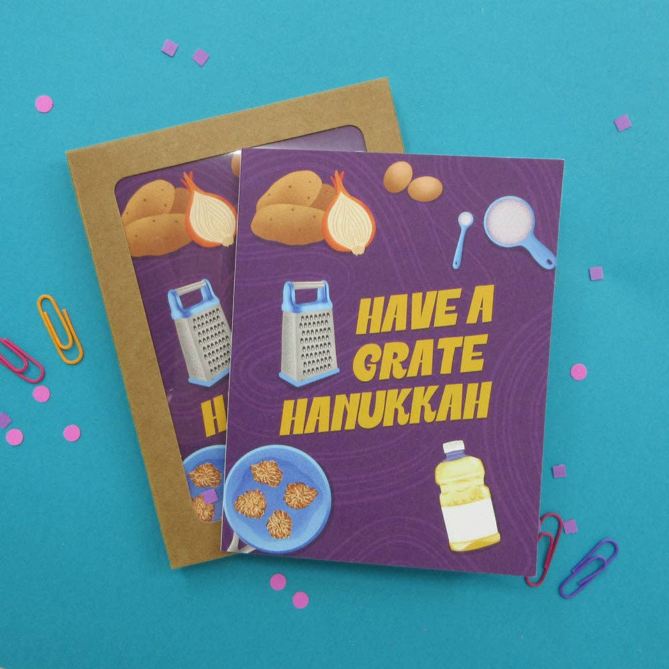 Palindrome Art - "Have a Grate Hanukkah" Latke Cards - Box of 6 - ModernTribe