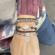 Love, Lisa Bracelets Larisa Crystal Star of David Stretch Bracelet - Silver