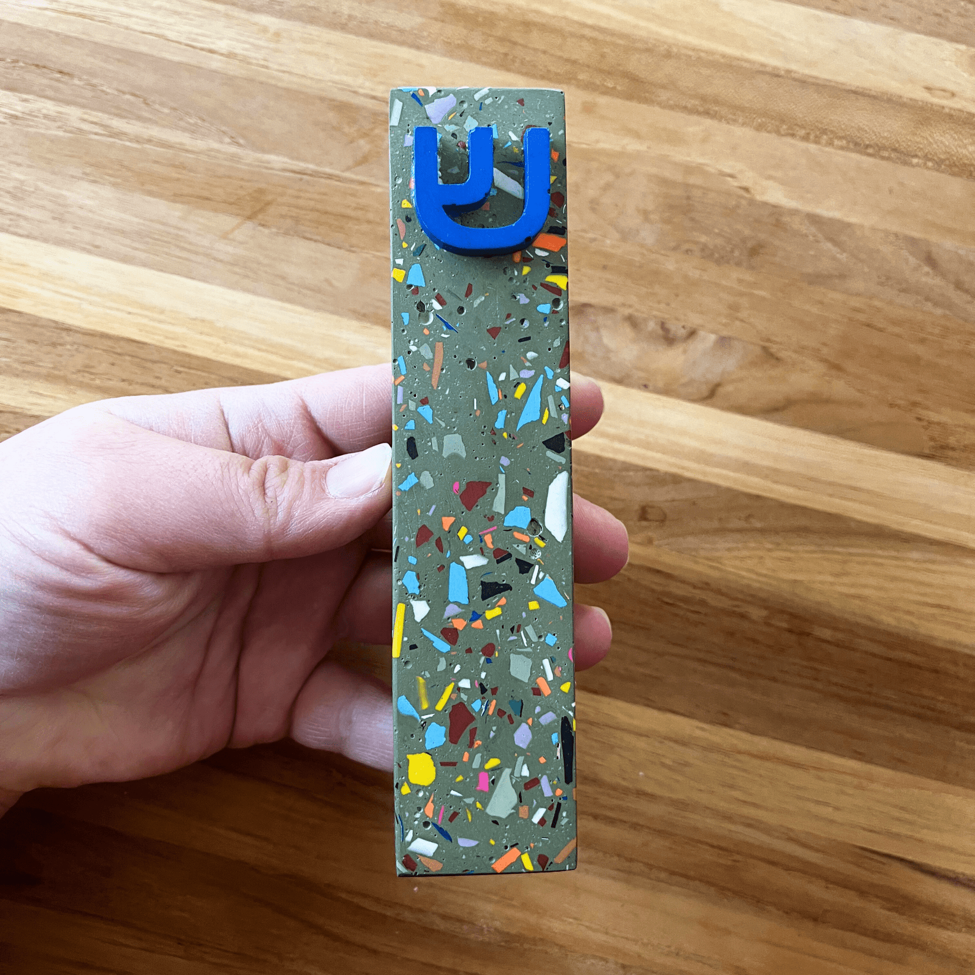 The Materials Design Co. Mezuzahs Earthy Olive Rainbow Terrazzo Mezuzah