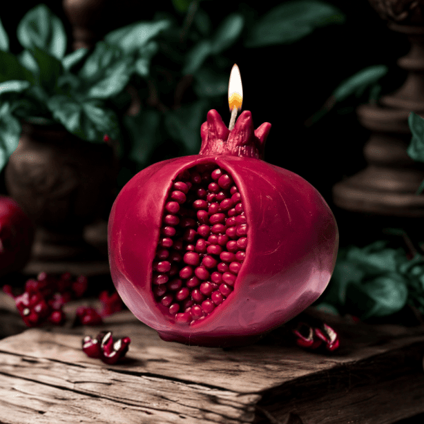 Beauty and the Moon - Beeswax Pomegranate Candle - Medium or Large - ModernTribe